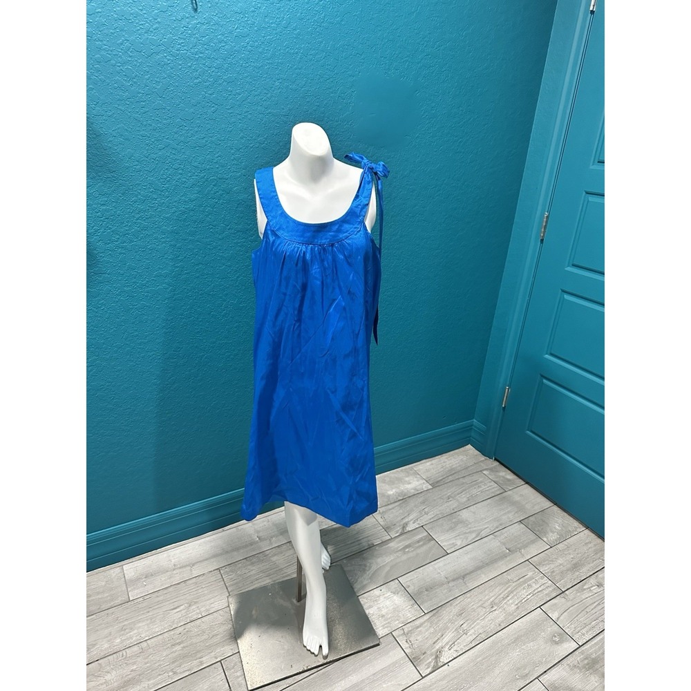 Theory Women's Blue/Teal Silk Mini Dress 2